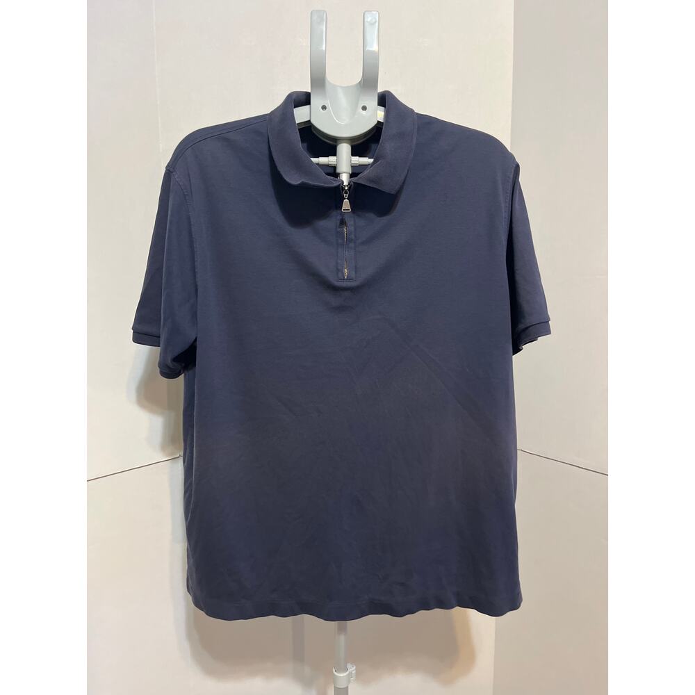 Murano Liquid Luxury Men’s Polo Shirt XL Navy Blue Zip Collar Short Sleeve